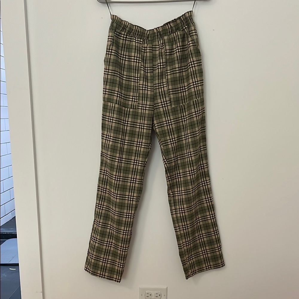 Lena Green and Brown Pants  Elastic Waist